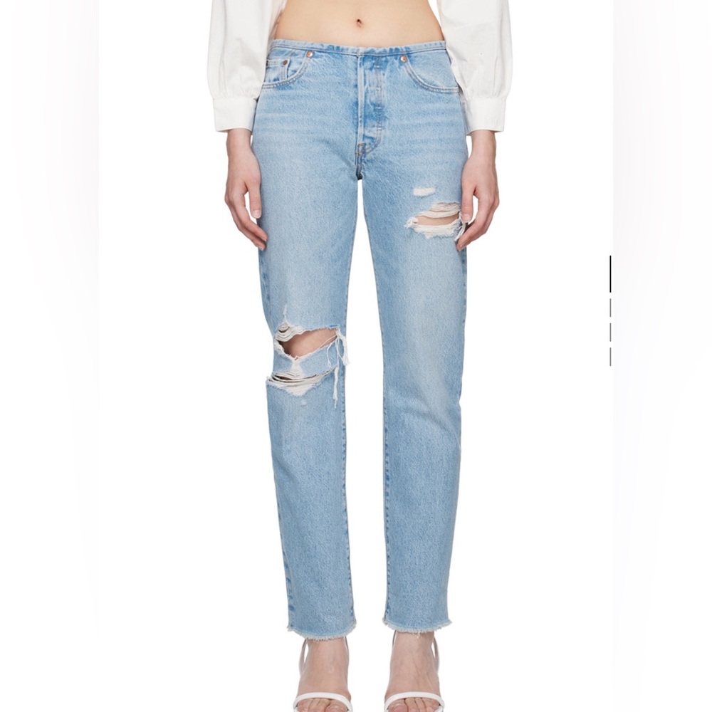 Levi's Distressed Ankle Jeans in Light Blue